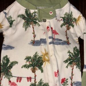 Burts Bees Baby Holiday zip up footie 0-3m